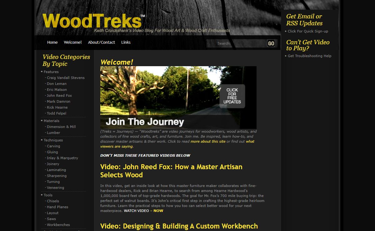 Woodworking Videos and Video Blog (WoodTreks™) — Keith Cruickshank's Online Videos for Wood Artisans - Techniques, People, How To Ideas and Projects