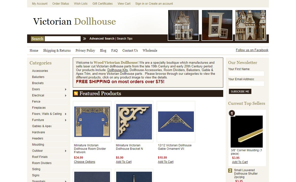 Dollhouse Parts, Kits and Supplies by Wood Victorian Dollhouse