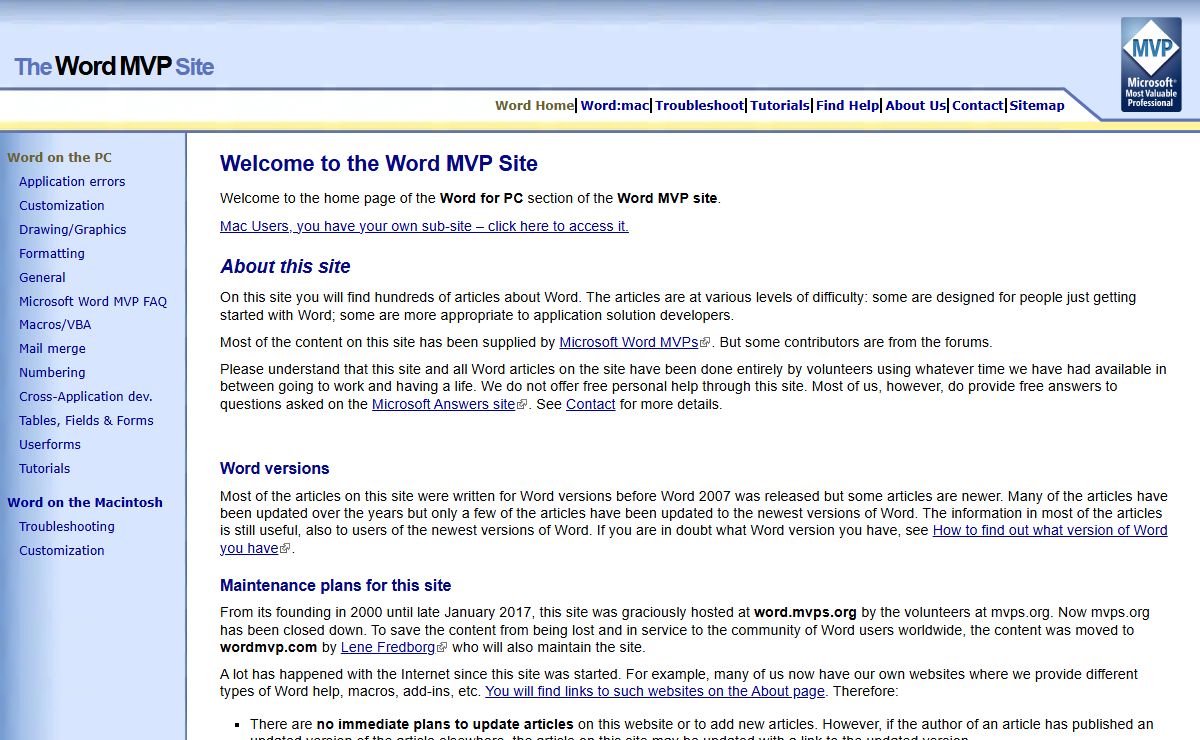 Word MVP Site Home