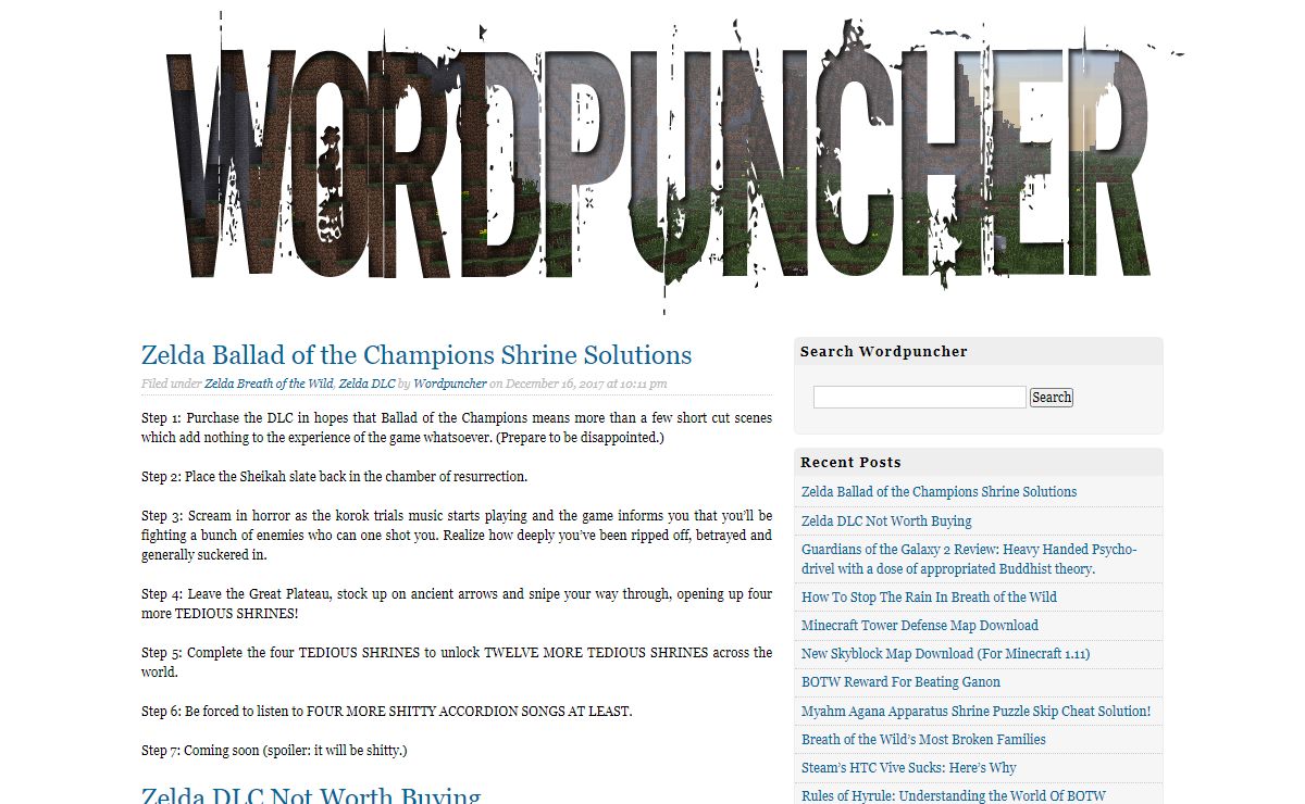 WORDPUNCHER'S VIDEO GAME EXPERIENCE | VIDEO GAMES WEBSITE