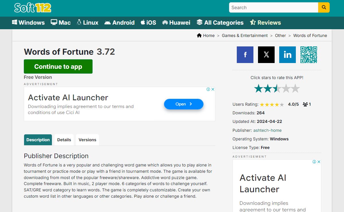 Words of Fortune 3.72 Free Download