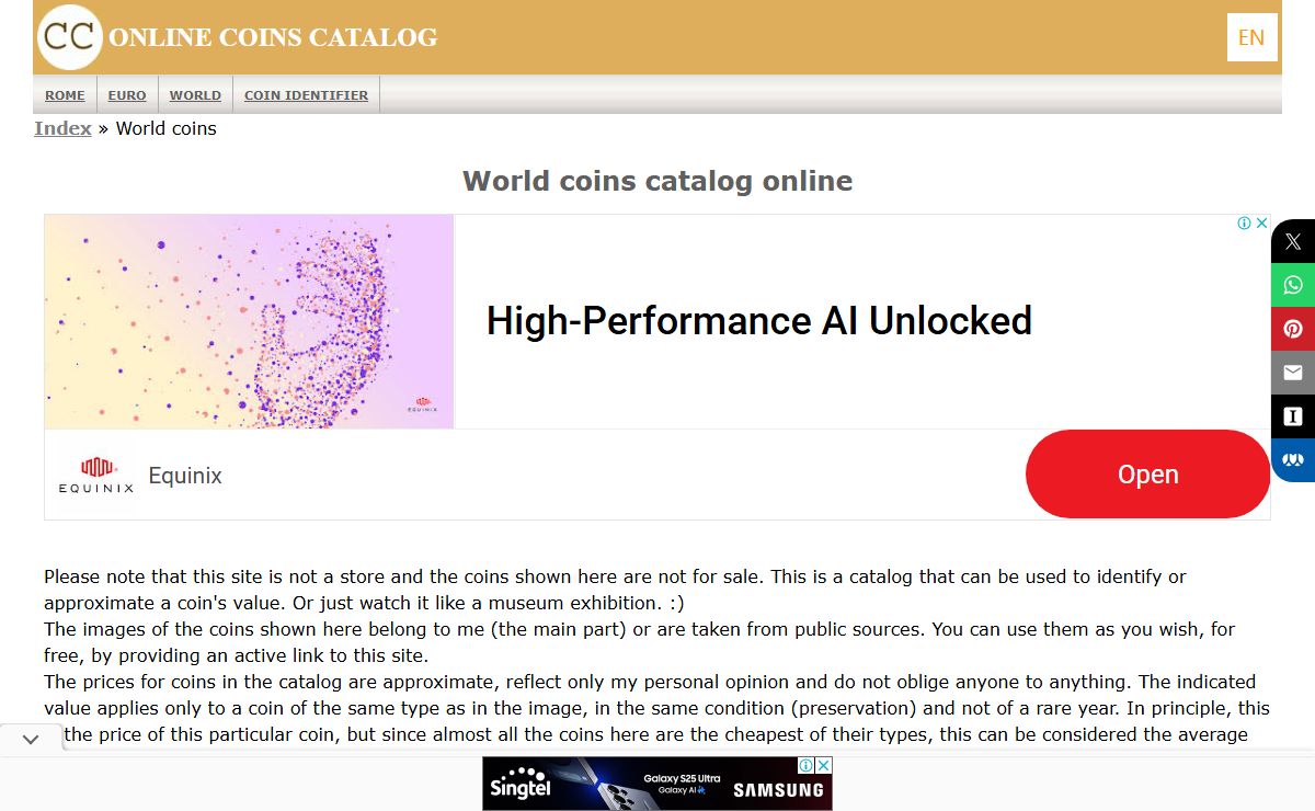 World coins catalog with values and pictures online free