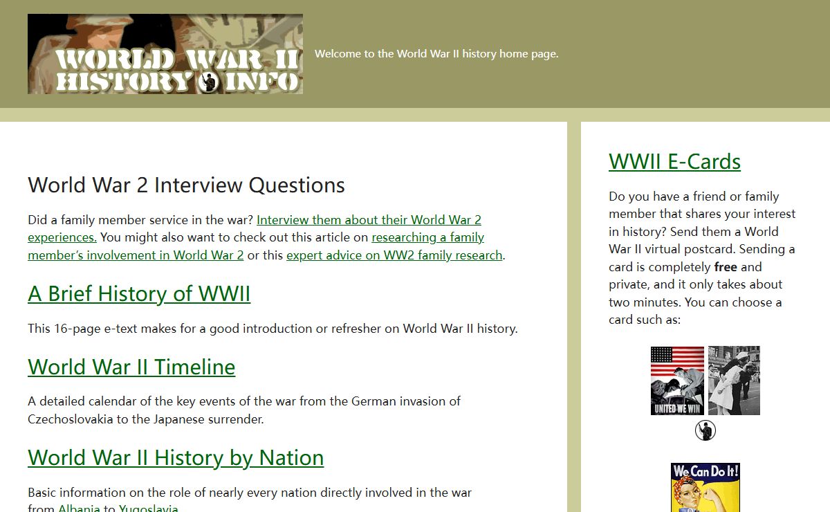 Welcome to World War II History Website