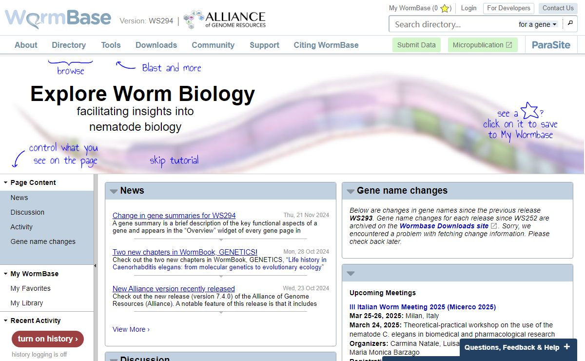 WormBase : Nematode Information Resource