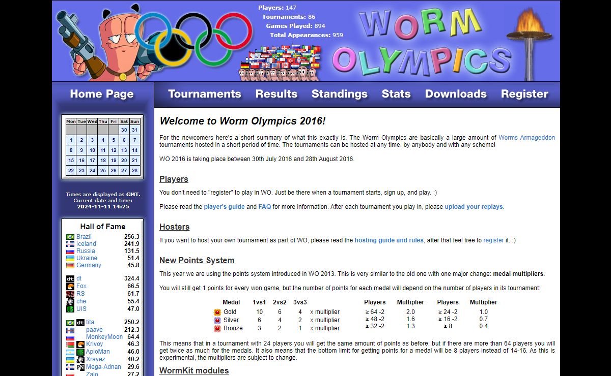 Worm Olympics ♦ 2016 ♦ Summer ♦ Home Page