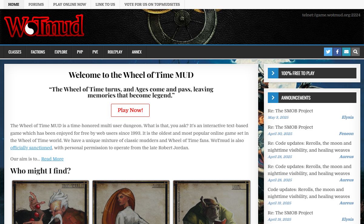 Wheel of Time MUD - the free, multiplayer Wheel of Time game