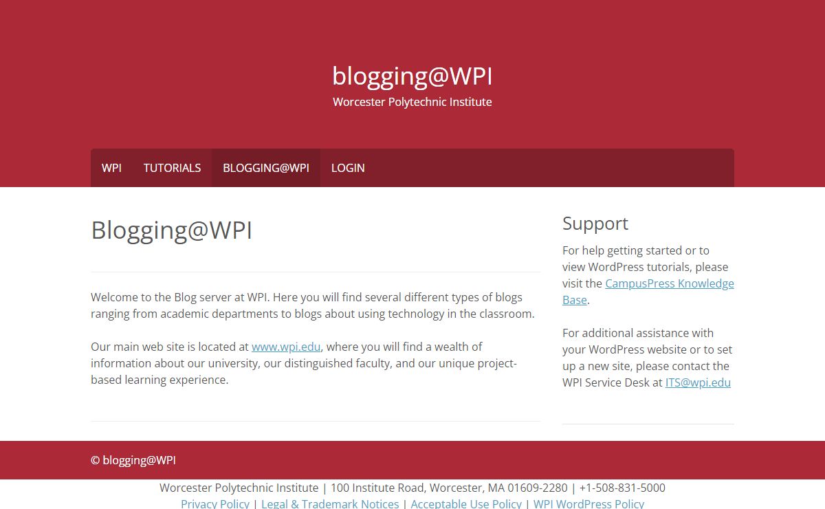 blogging@WPI – Worcester Polytechnic Institute