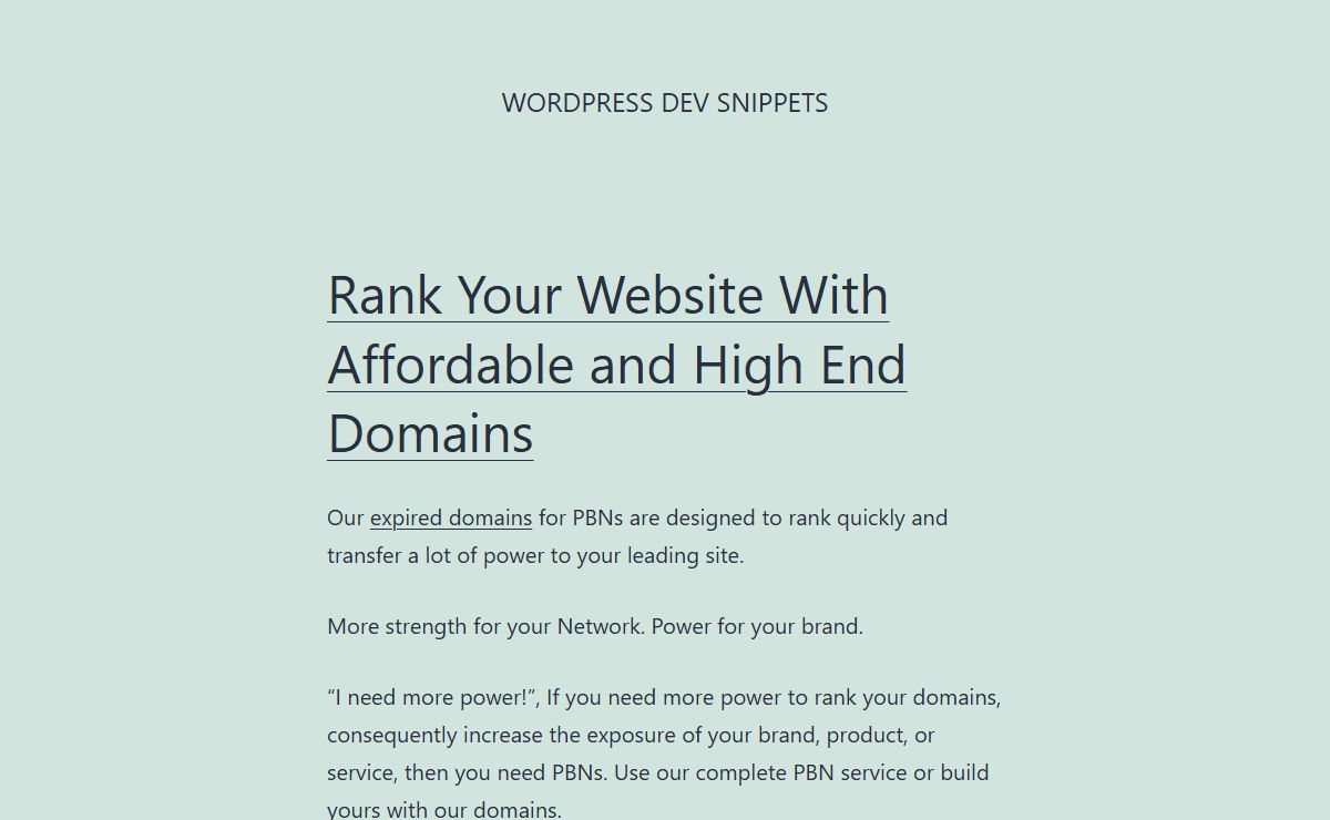 WordPress Dev Snippets -