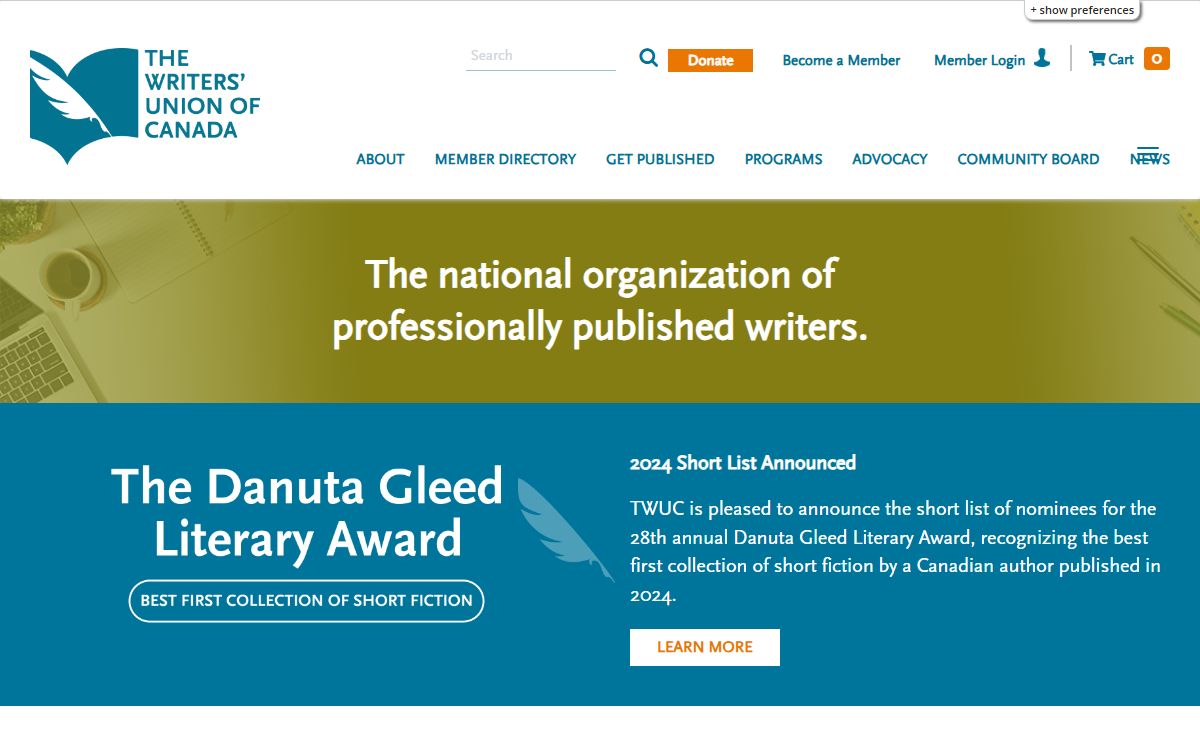 Home page | The Writers' Union of Canada