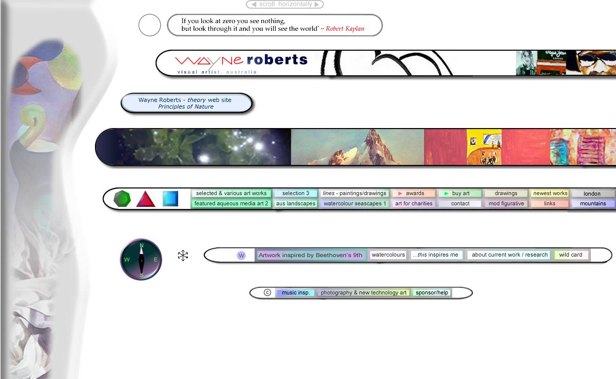 Wayne Roberts - international award winning artist. Diverse interactive watermedia art. Watercolor extended.