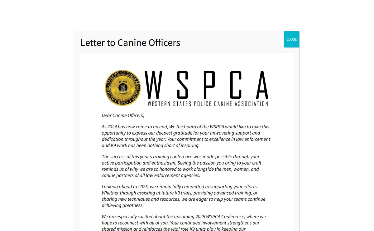 Home | Western States Police Canine Association | Join Our Membership