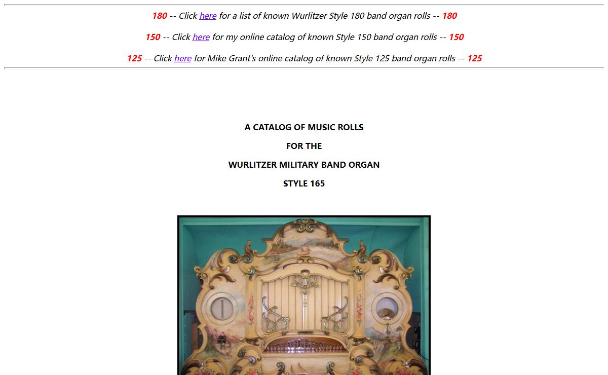 Wurlitzer 165 catalog