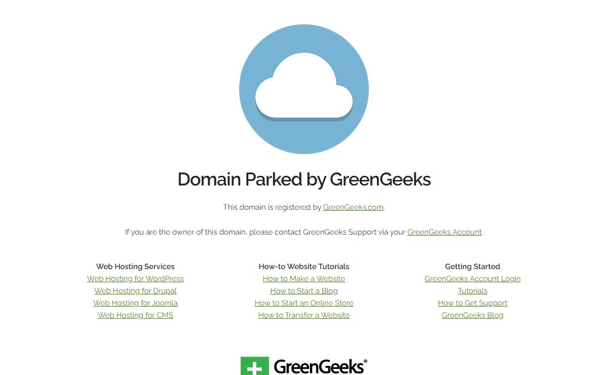 GreenGeeks Domain Landing Page