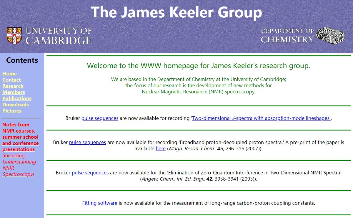 The James Keeler Group - Department of Chemistry - University of Cambridge