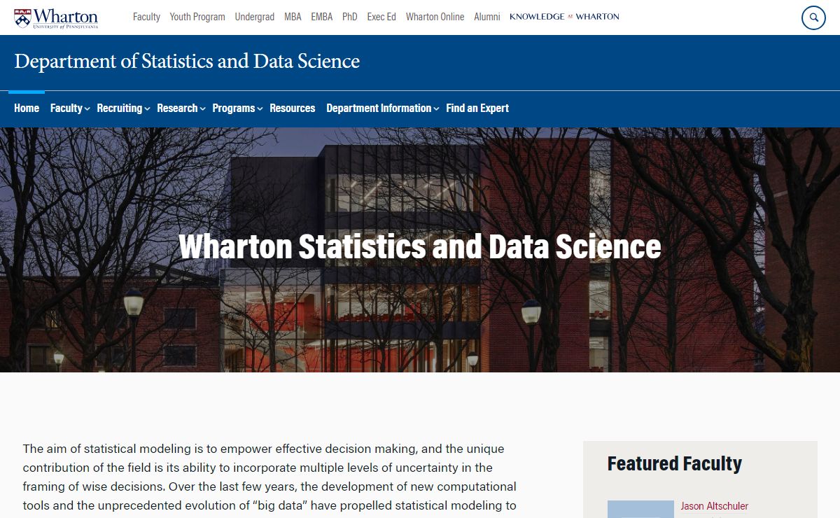 Wharton Department of Statistics and Data Science - Department of Statistics and Data Science