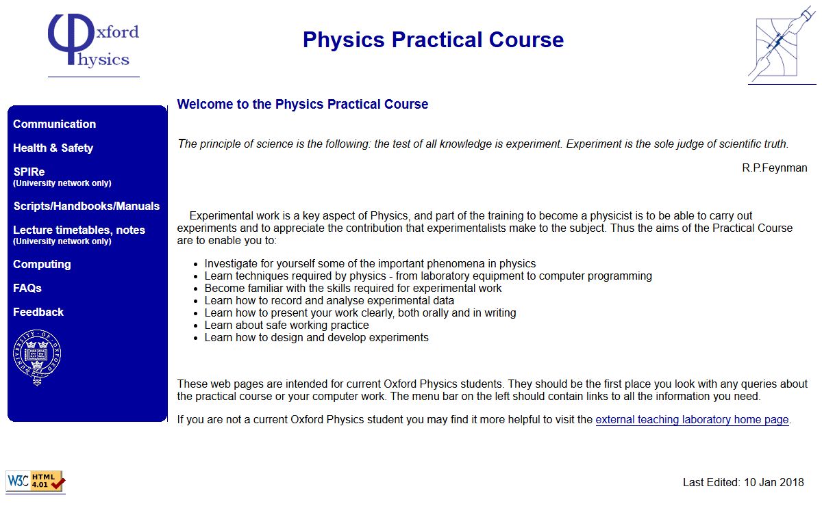 Oxford Physics Practical Course Computing Home Page