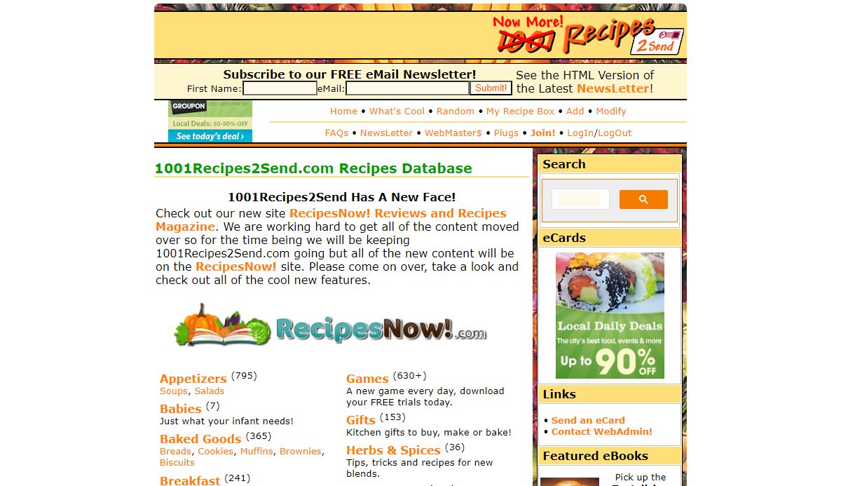 1001Recipes2Send.com Recipes Database