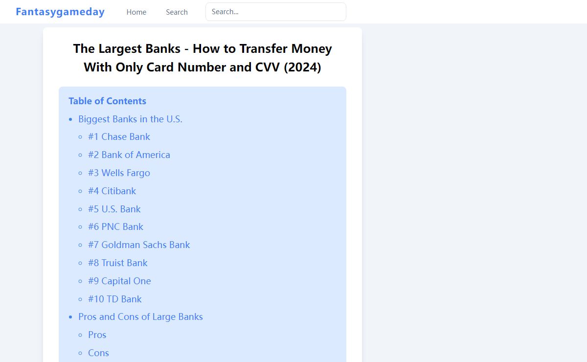 The Largest Banks - ​​How to Transfer Money With Only Card Number and CVV (2024)
