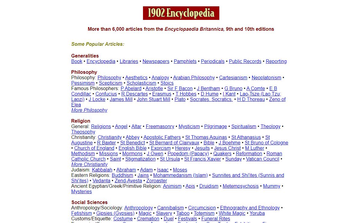 1902 Encyclopedia (Encyclopaedia Britannica, 9th and 10th Editions)