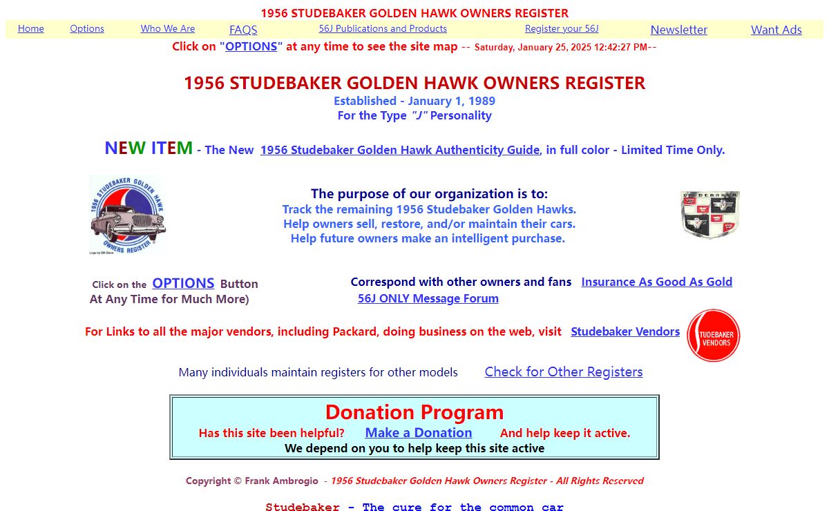 1956 Studebaker Golden Hawk Owners Register