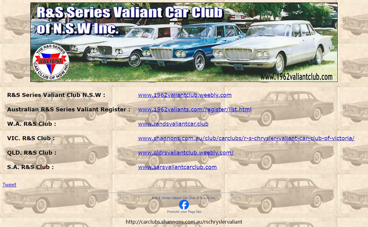 1962 R & S Series Chrysler Valiant Car Club