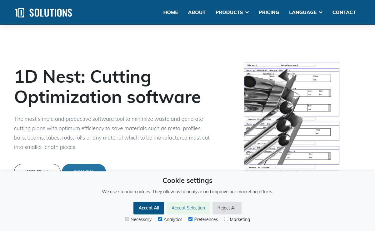 1D Solutions - 1D Cutting Optimizer - - 1D Nesting Optimizer - Length Cutting Optimizer