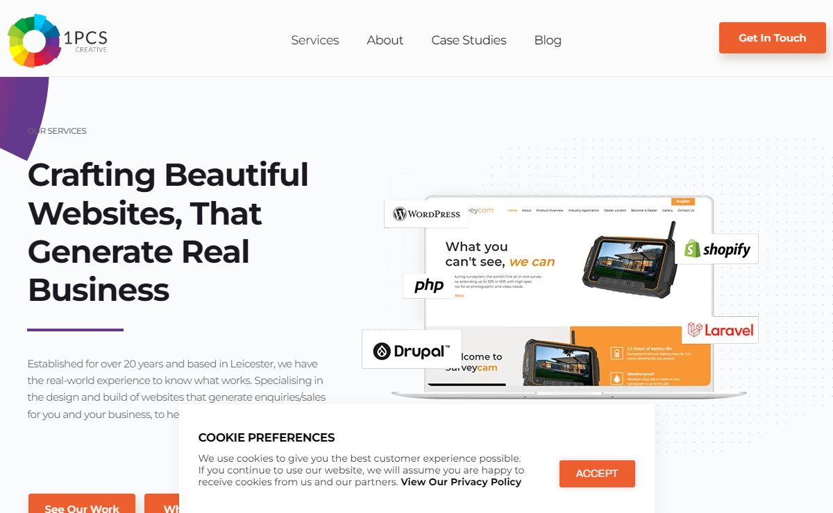 Web Design Leicester - 20+ Years Experience - 1PCS Creative