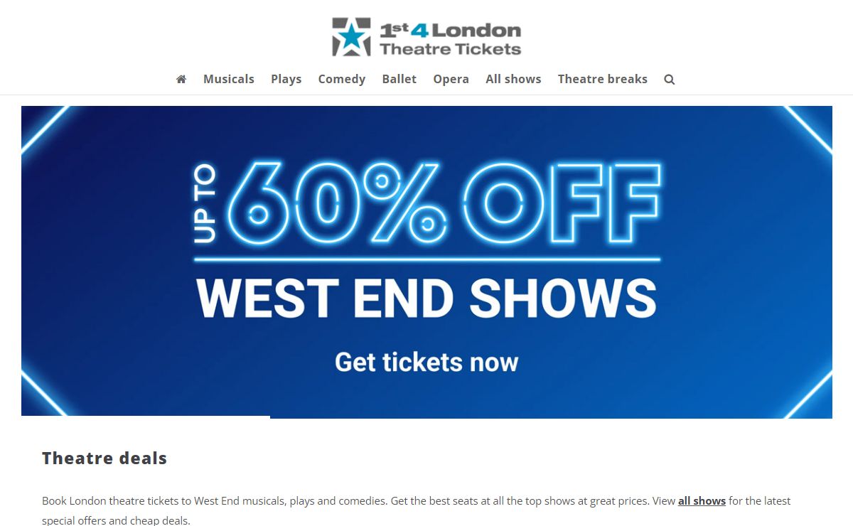 1st 4 London Theatre Tickets - Cheap tickets for London shows & musicals