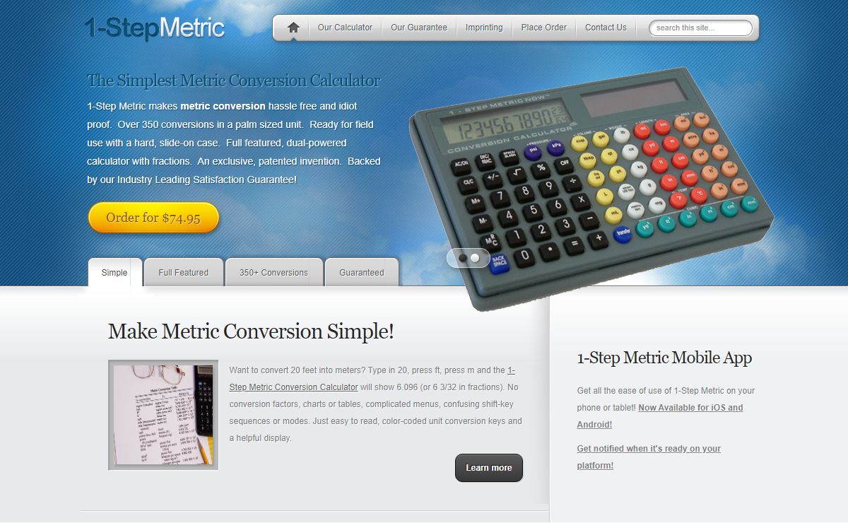 1-Step Metric | Pocket Metric Conversion Calculator