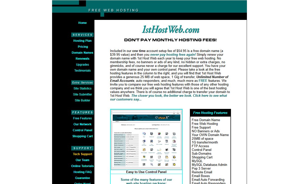 Free Web Hosting - 1st Host Web