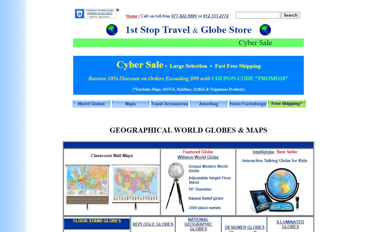 World Globes, Maps and Astronomy Planetariums Sold by 1st Stop Travel Store