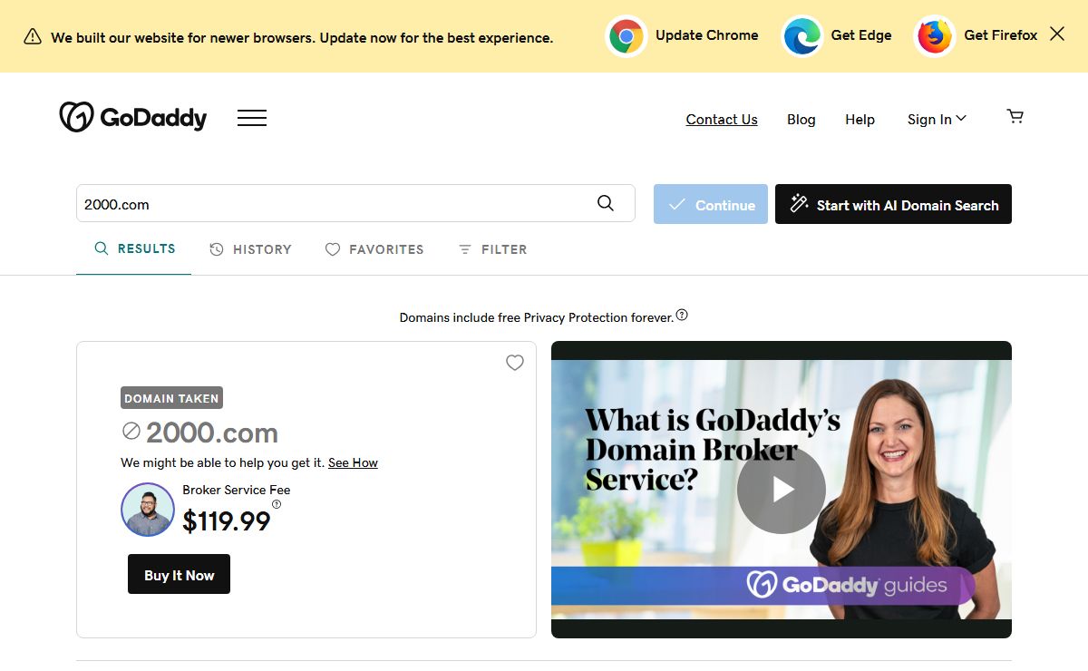GoDaddy Domain Name Search