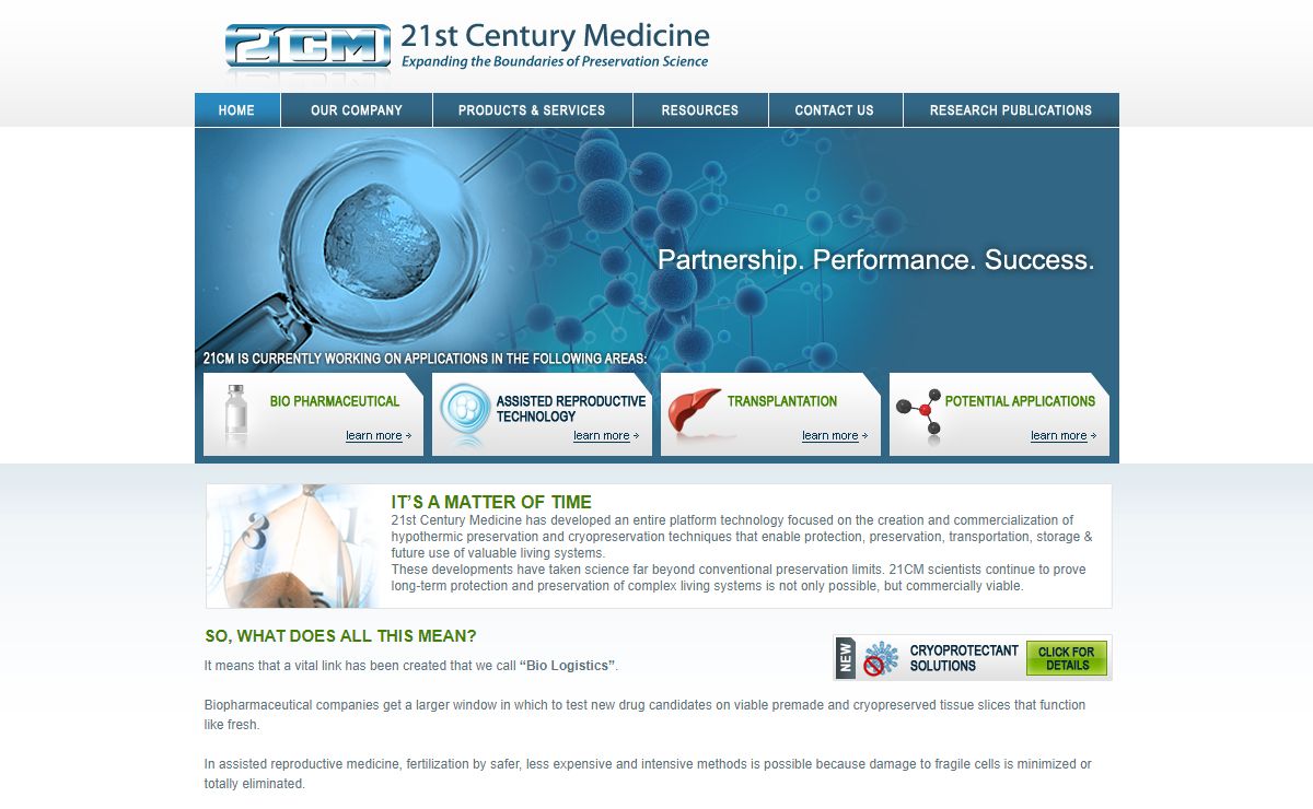 21st Century Medicine --Expanding the Boundaries of Preservation Science
