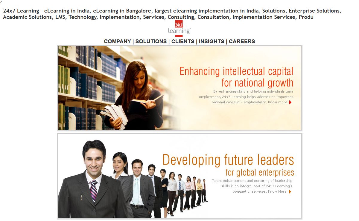 24x7 Learning - eLearning in India, eLearning in Bangalore, largest elearning implementation in India, Solutions, Enterprise Solutions, Academic Solutions, LMS, Technology, Implementation, Services, Consulting, Consultation, Implementation Services, Products, Enable, Largest, eLearning, outsourcing, customized solutions, content, global markets, global markets, globally, Enterprises, Platform, Management Platform, Managed, Academic Solutions, Education Institutions, Red Herring, Asia, Digital Learning