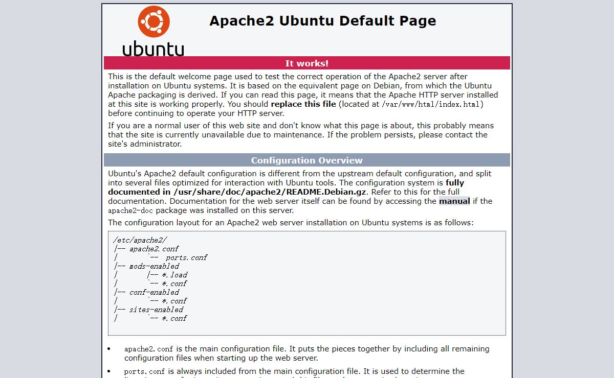 Apache2 Ubuntu Default Page: It works