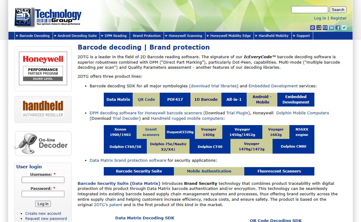 2DTG | Barcode decoding, Brand protection, DPM scanners, rugged mobile computers