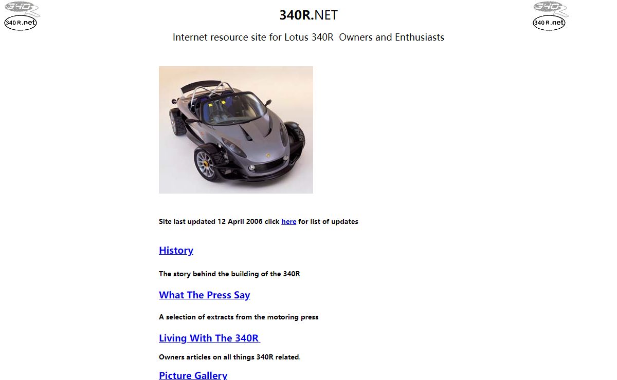 340R.NET - Internet resource site for Lotus 340R owners and enthusiasts