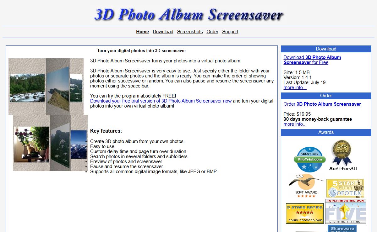 3D Photo Album Screensaver - custom photo screensaver for windows