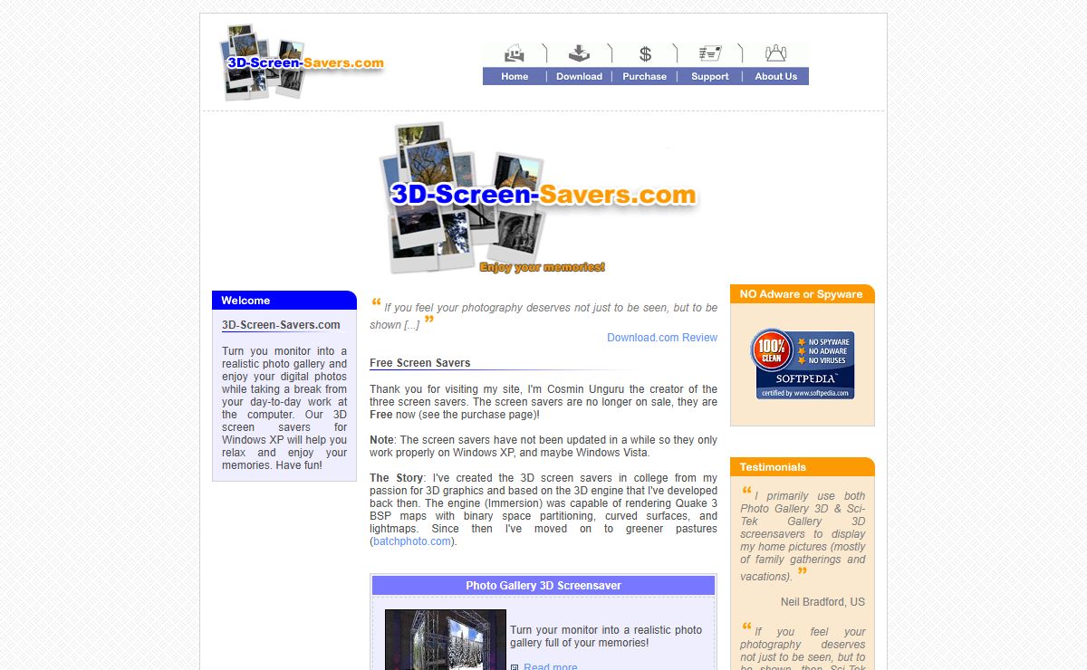 3D Screen Savers - 3D Screensavers for Windows XP that show off digital photos