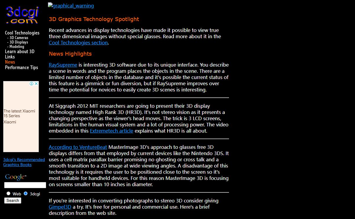 3dcgi.com - Your guide to cutting edge 3D graphics technology