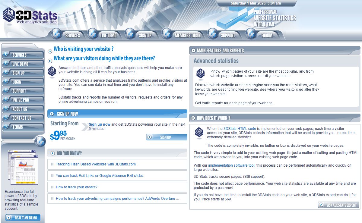 3DStats.com - Professional Website statistics in real time