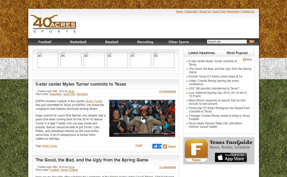 Texas Longhorns Football, Basketball, Baseball, Recruiting from 40 Acres Sports