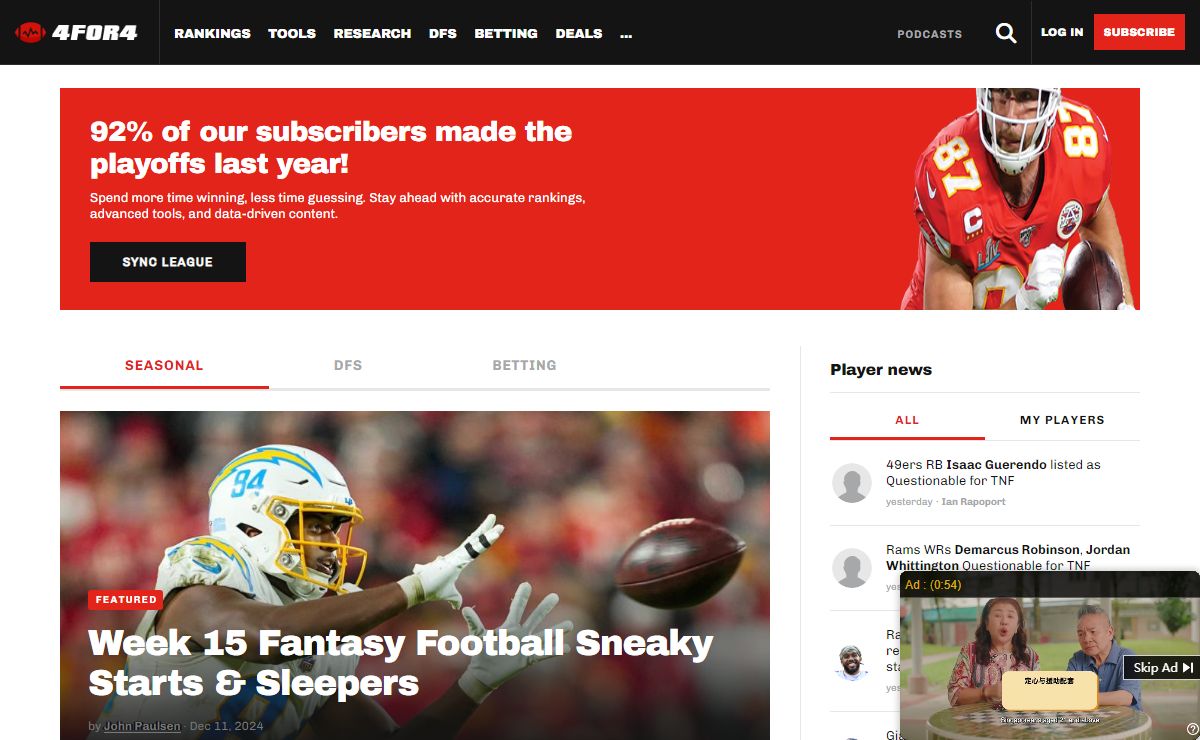 4for4: Home of the Most Accurate Fantasy Football Rankings