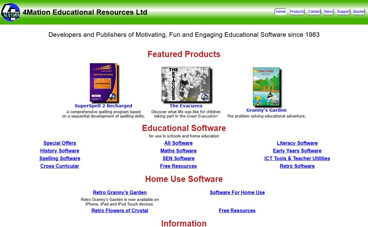 4Mation Educational Resources Ltd - Developers and Publishers of Motivating, Fun and Engaging Educational Software since 1983