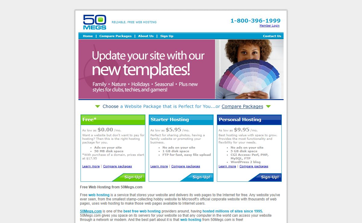 Free Web Hosting Services -- 50megs.com