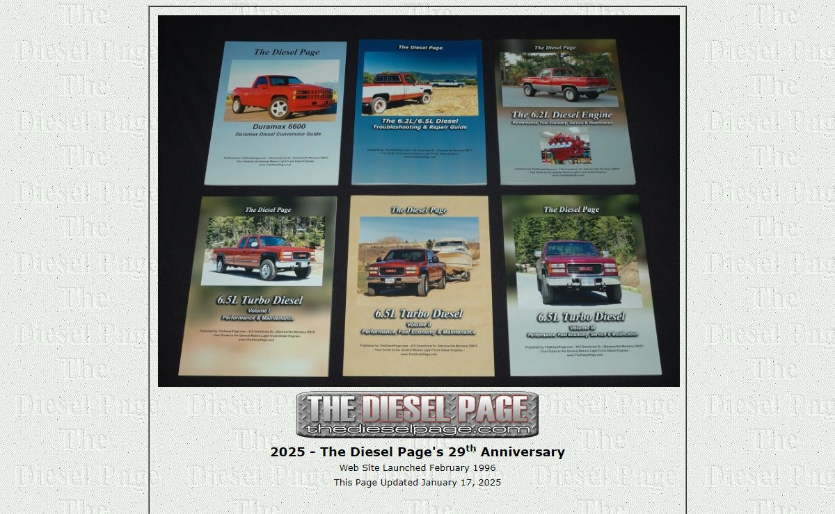 The Diesel Page - 1982-2000 GM 6.2L & 6.5L, and 2001-2023 Duramax 6600 (6.6L) GM Chevrolet and GMC Diesel Performance, Upgrades, Fuel Economy, Repair, Service and Maintenance.