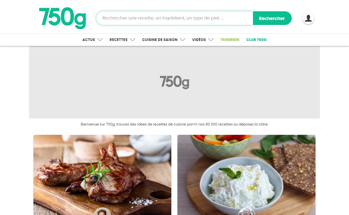 750g.com : plus de 80 000 recettes de cuisine : entrées, plats, desserts, cocktails...