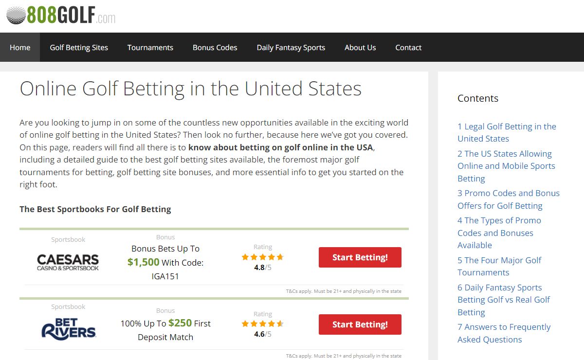 How to bet on Golf | Online Golf Betting in the United States