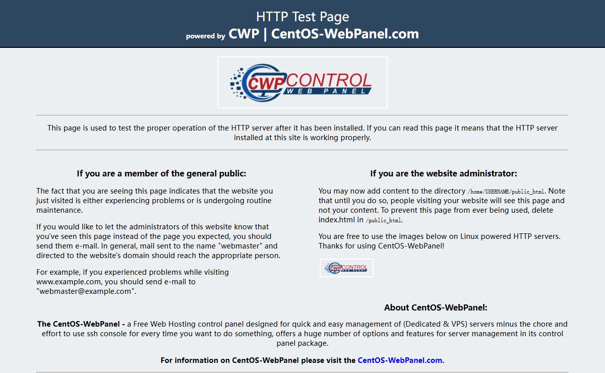 HTTP Server Test Page powered by CentOS-WebPanel.com