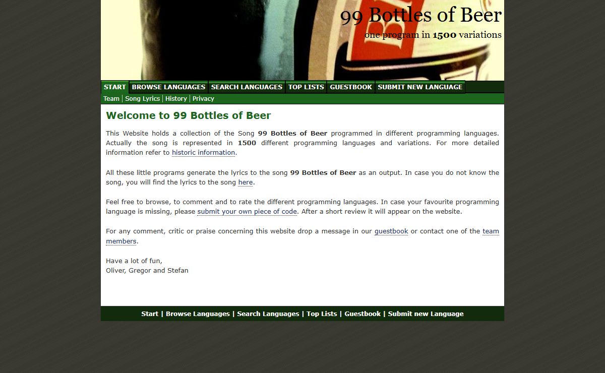 99 Bottles of Beer | Start